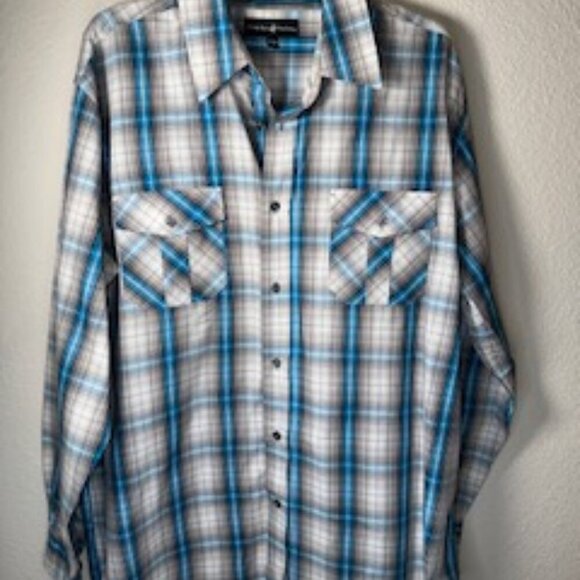 Beverly Hills Polo Club Button Up Shirt Men's 2XLB Sleeve Multi-Plaid - Picture 1 of 5